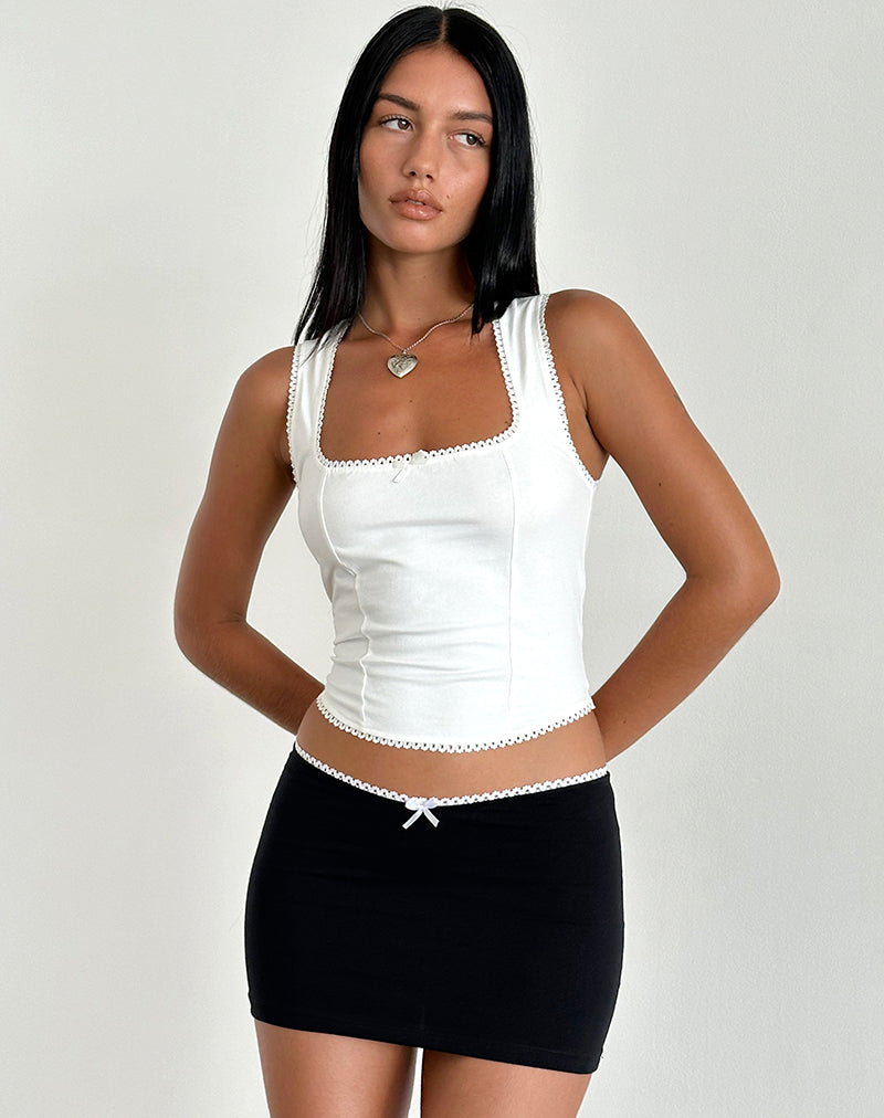 Vadia minirok in zwart met witte bies en strik