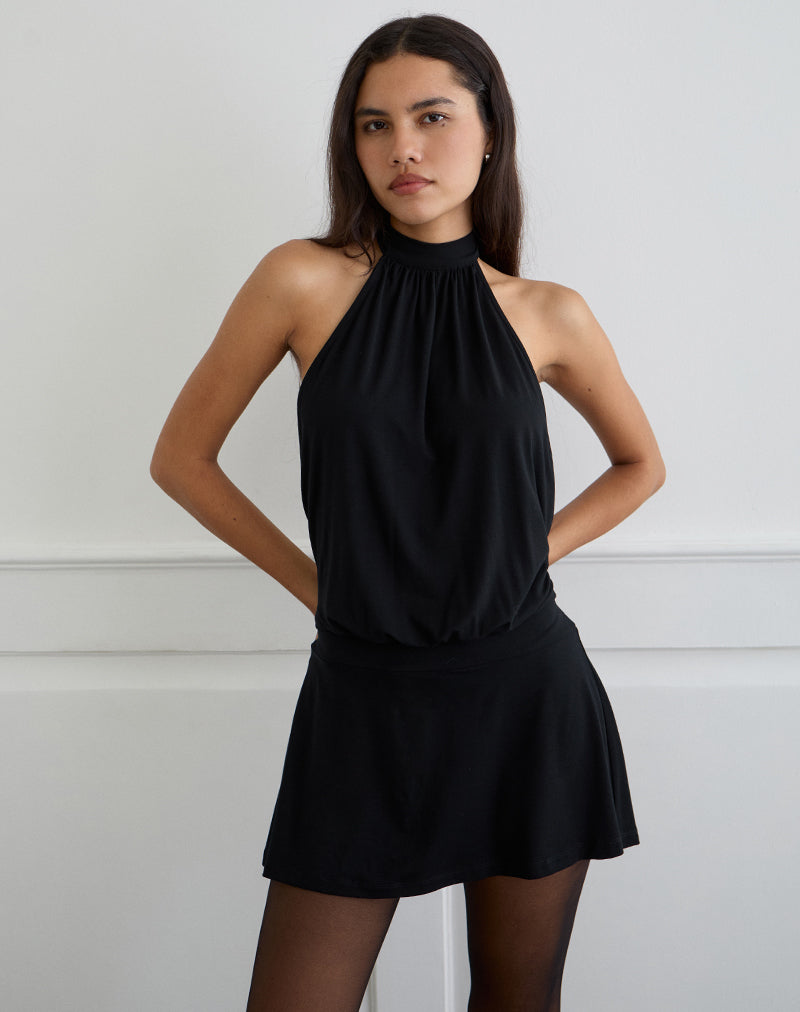 Vaklina Mini Jurk in Rayon Jersey Zwart