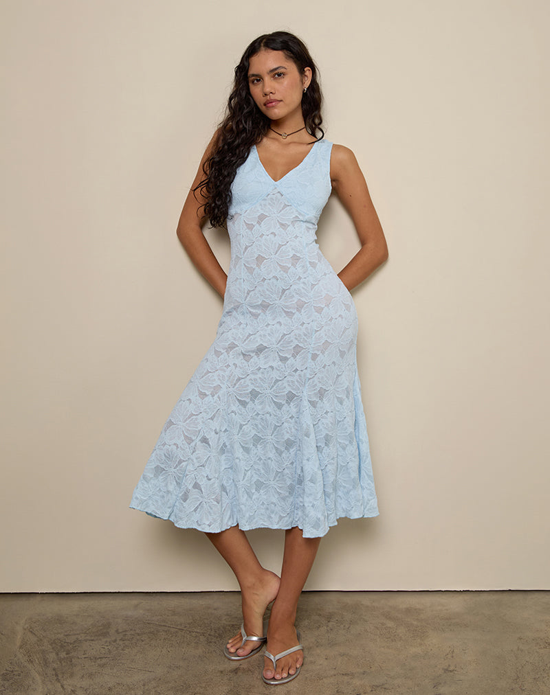 Afbeelding van Valea Midi Dress in Zinnia Lace Blue