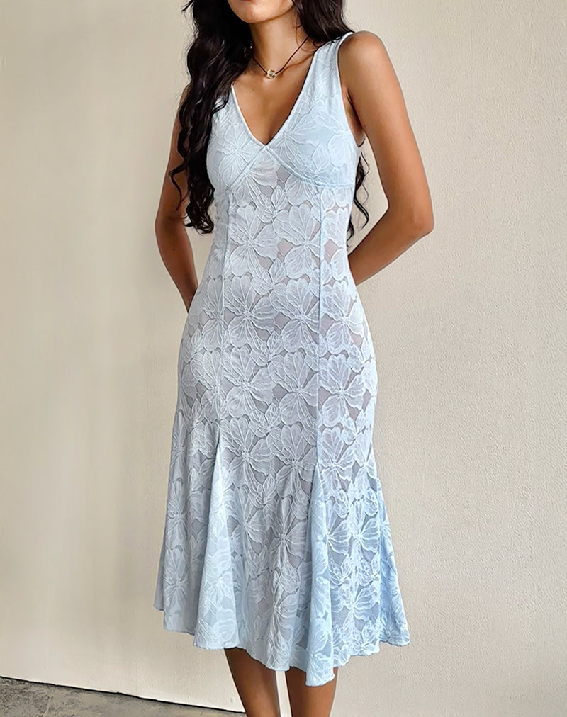 Afbeelding van Valea Midi Dress in Zinnia Lace Blue