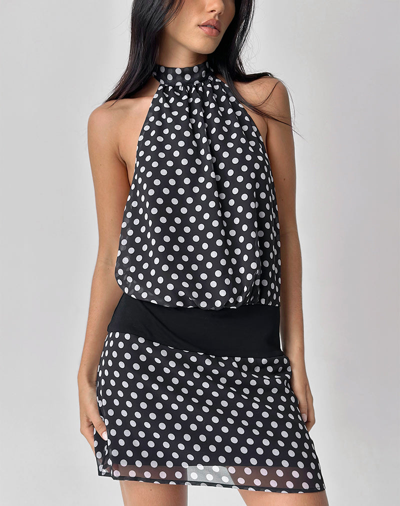 Valina Mini Jurk in Basic Polka Zwart