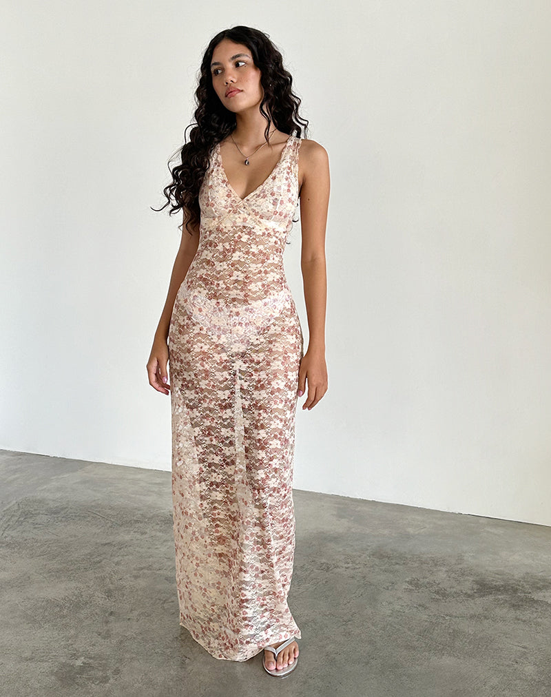 Afbeelding van Valtheni Maxi Dress in Chic Petal Pink Lace
