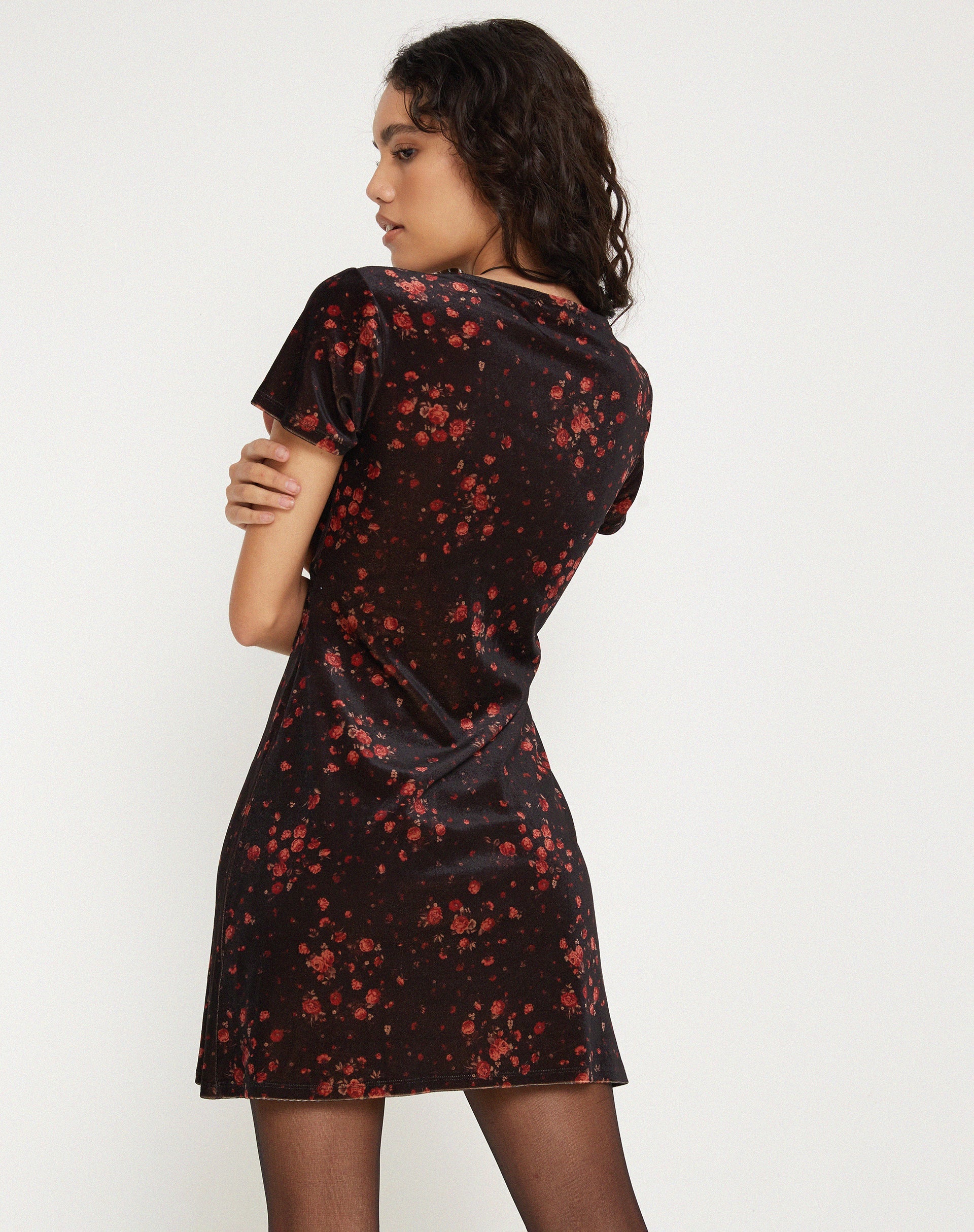 Afbeelding van Vania Mini Dress in Rose Cluster Fluweel
