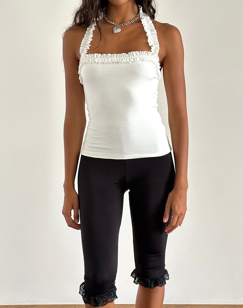 Afbeelding van Veda Ruched Halterneck Top in Slinky White