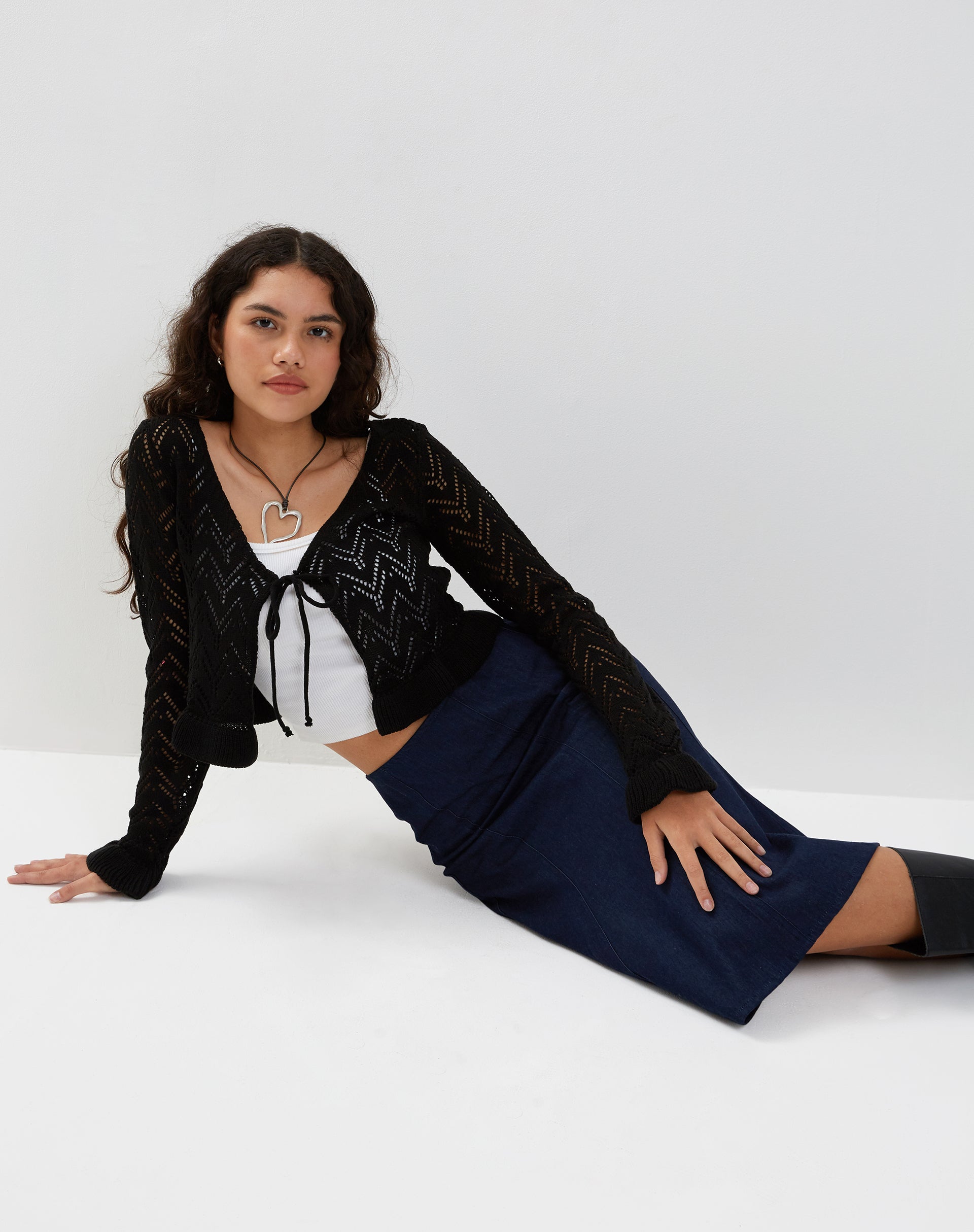 Afbeelding van Eames Midi rok in denim indigoblauw