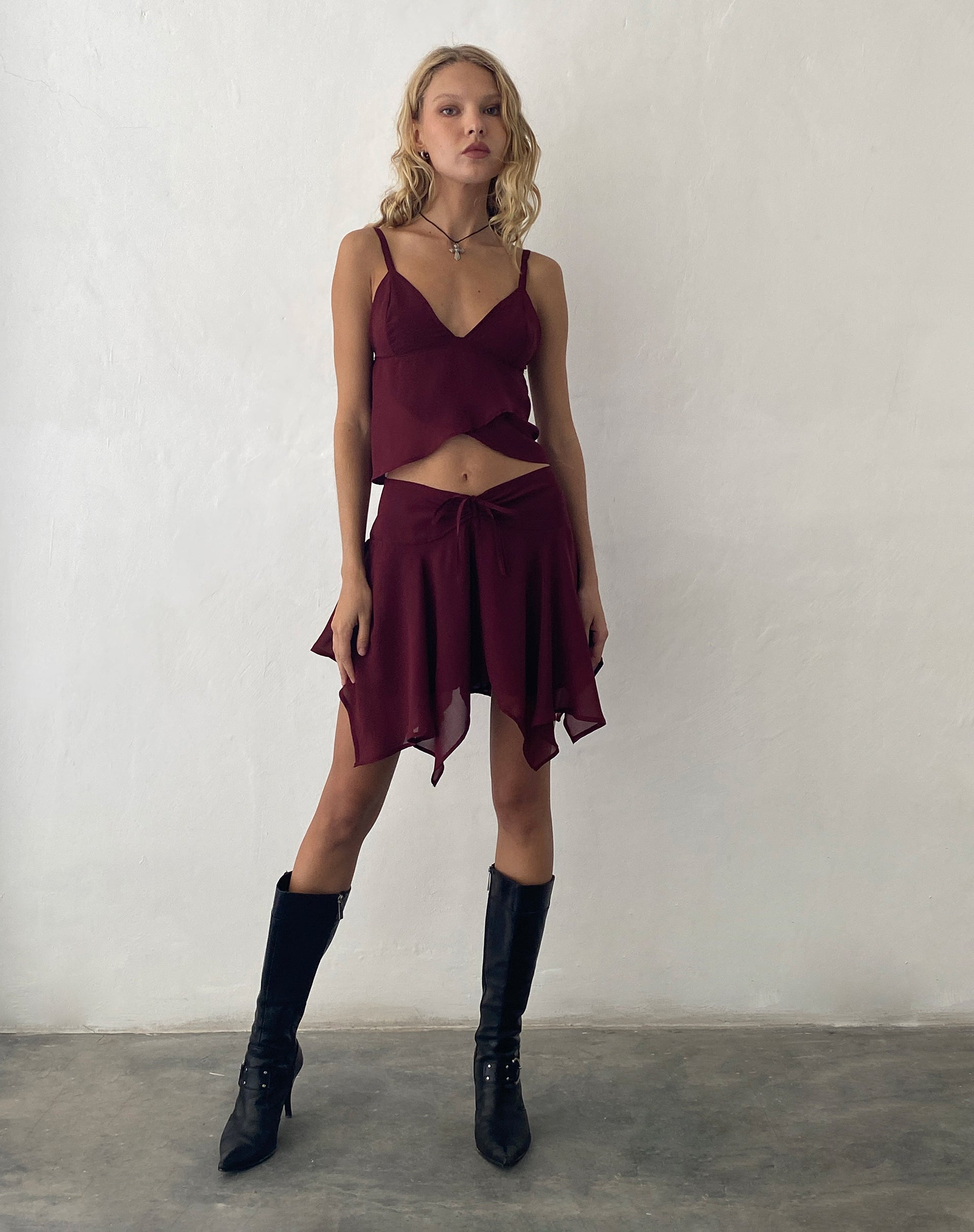Afbeelding van Veny Minirok in Chiffon Oxblood