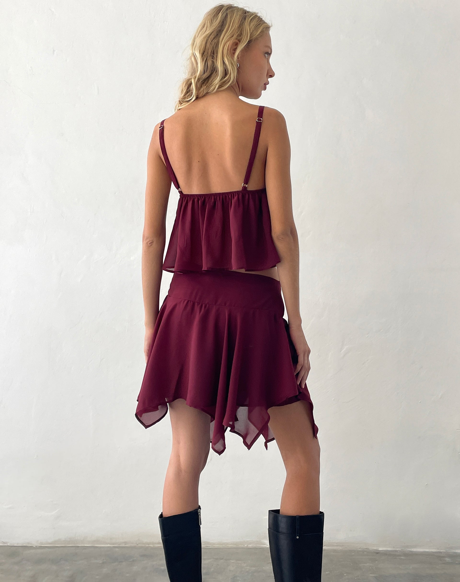 Afbeelding van Veny Minirok in Chiffon Oxblood