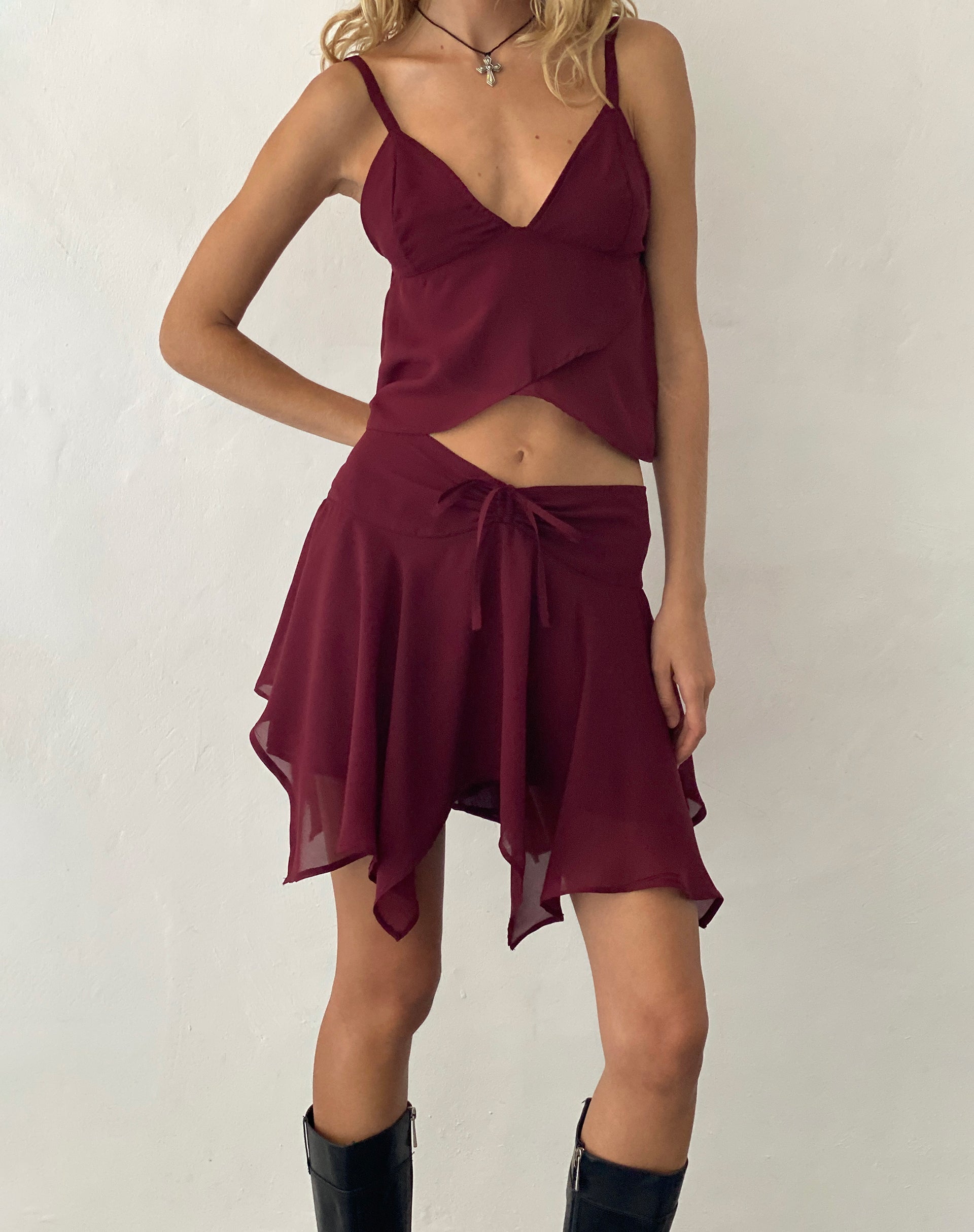 Afbeelding van Veny Minirok in Chiffon Oxblood