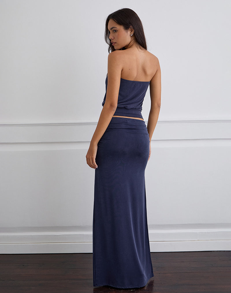 Afbeelding van Venya Maxi rok in Cupro Navy