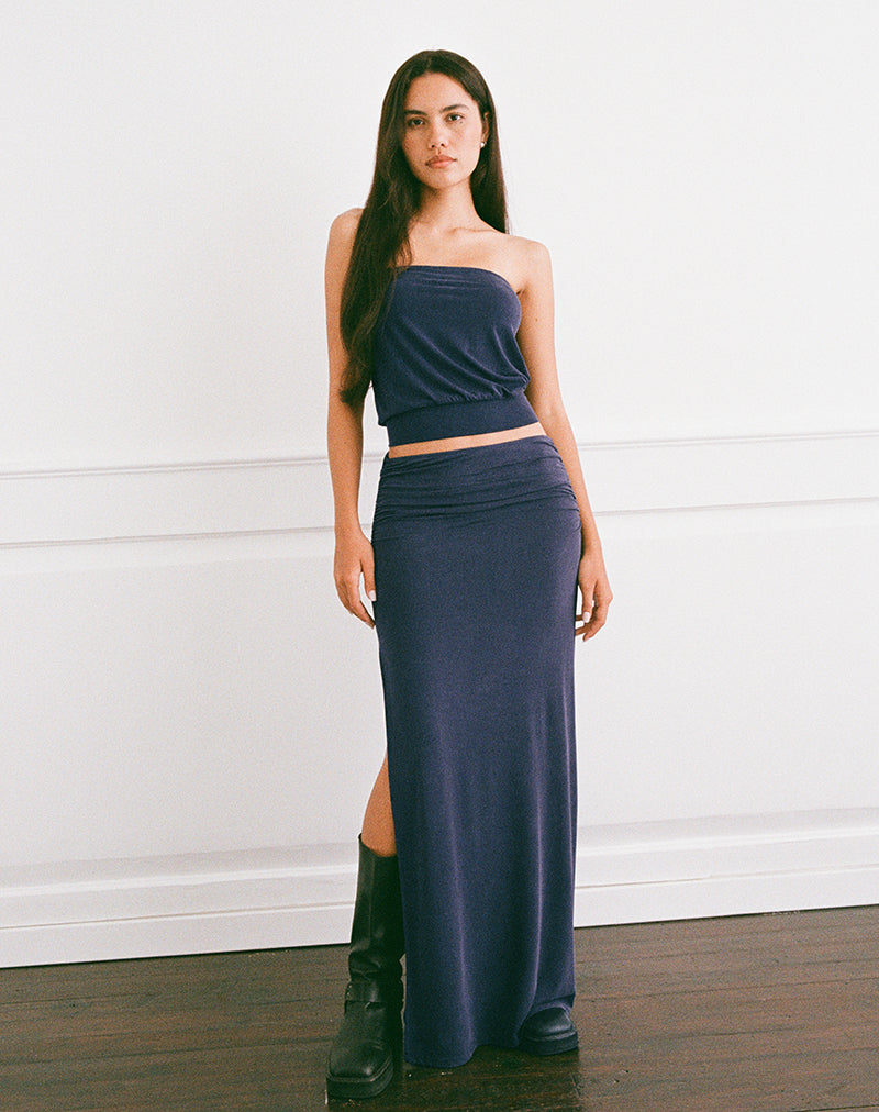 Afbeelding van Venya Maxi rok in Cupro Navy