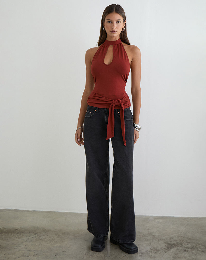 Afbeelding van Verbina Keyhole Top in Jersey Fired Brick