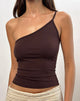 Afbeelding van Vey One Shoulder Basic Top in Bittere Chocolade