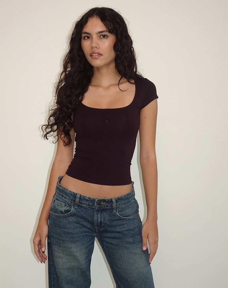 Afbeelding van Vibian Top met korte mouwen in Oxblood