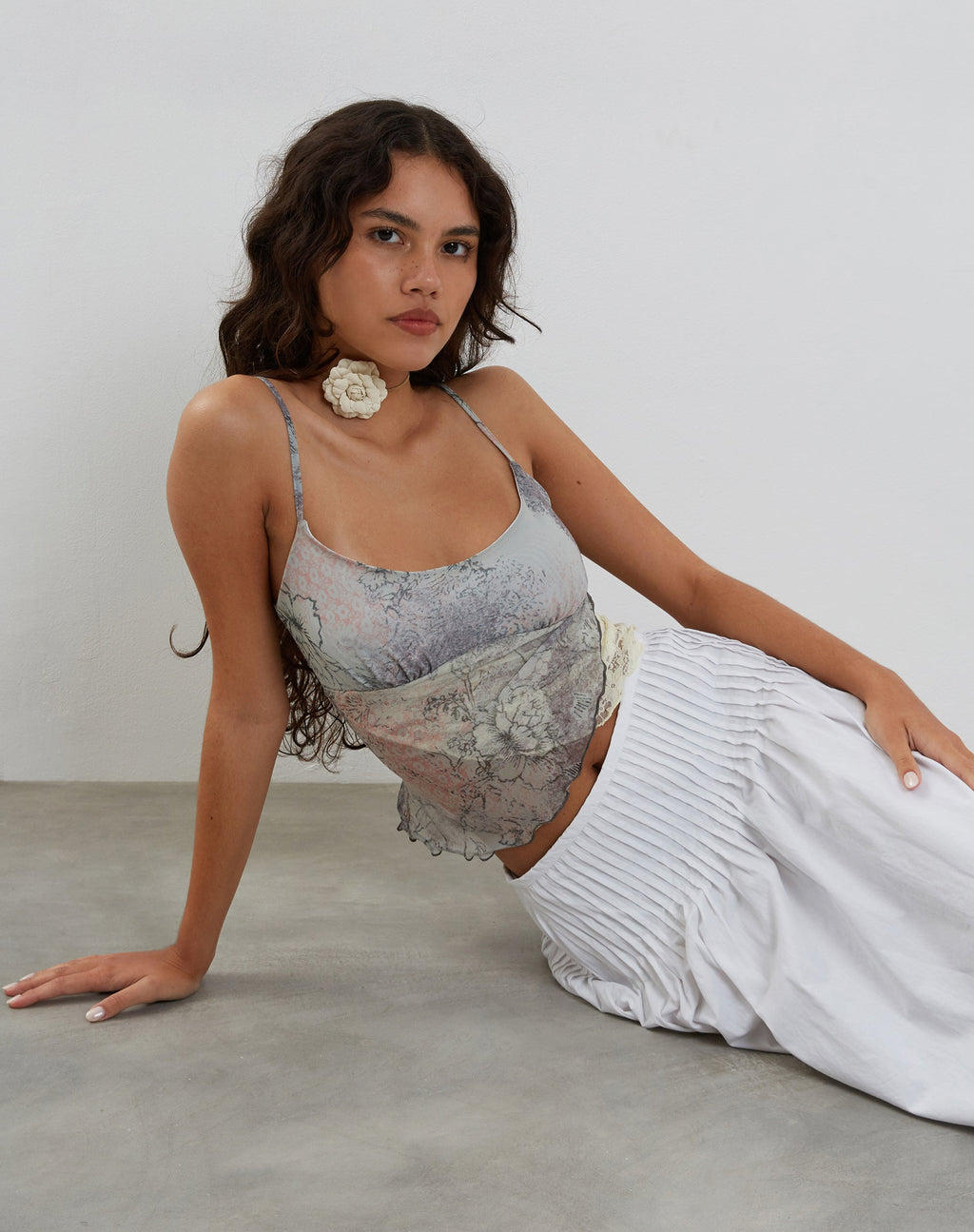 Vienna Cami Top in Pastel Bloemig Kant