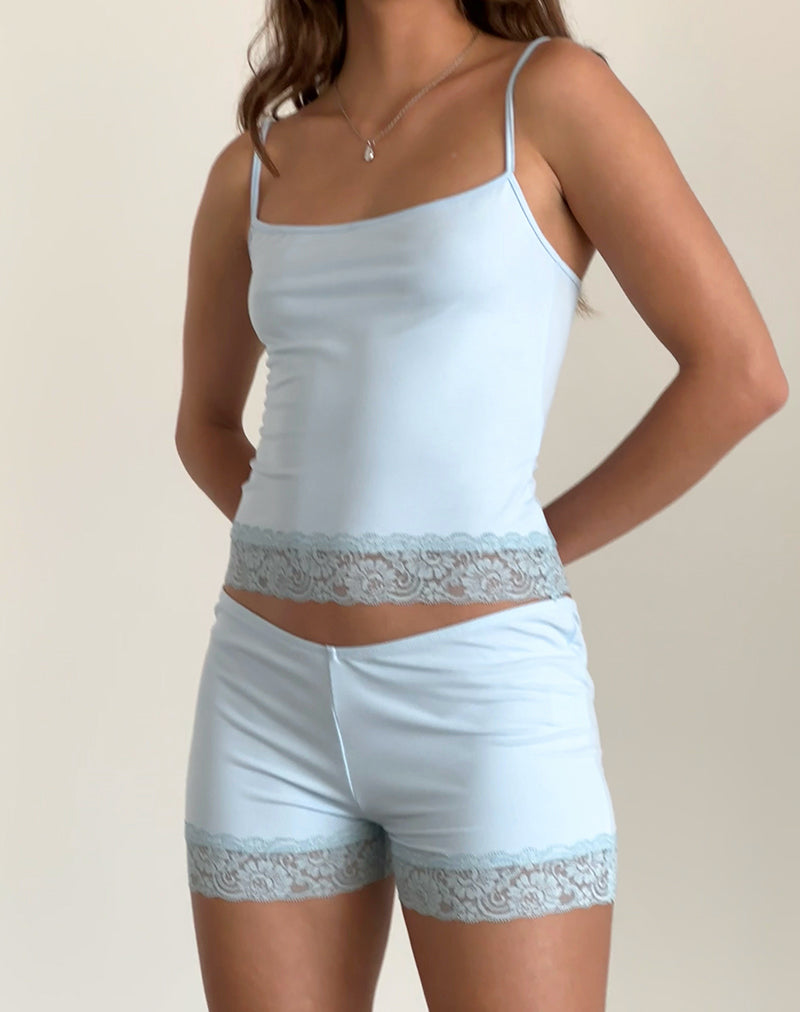 Kuden Micro Short met Kanten Zoom in Zacht Slinky Blauw