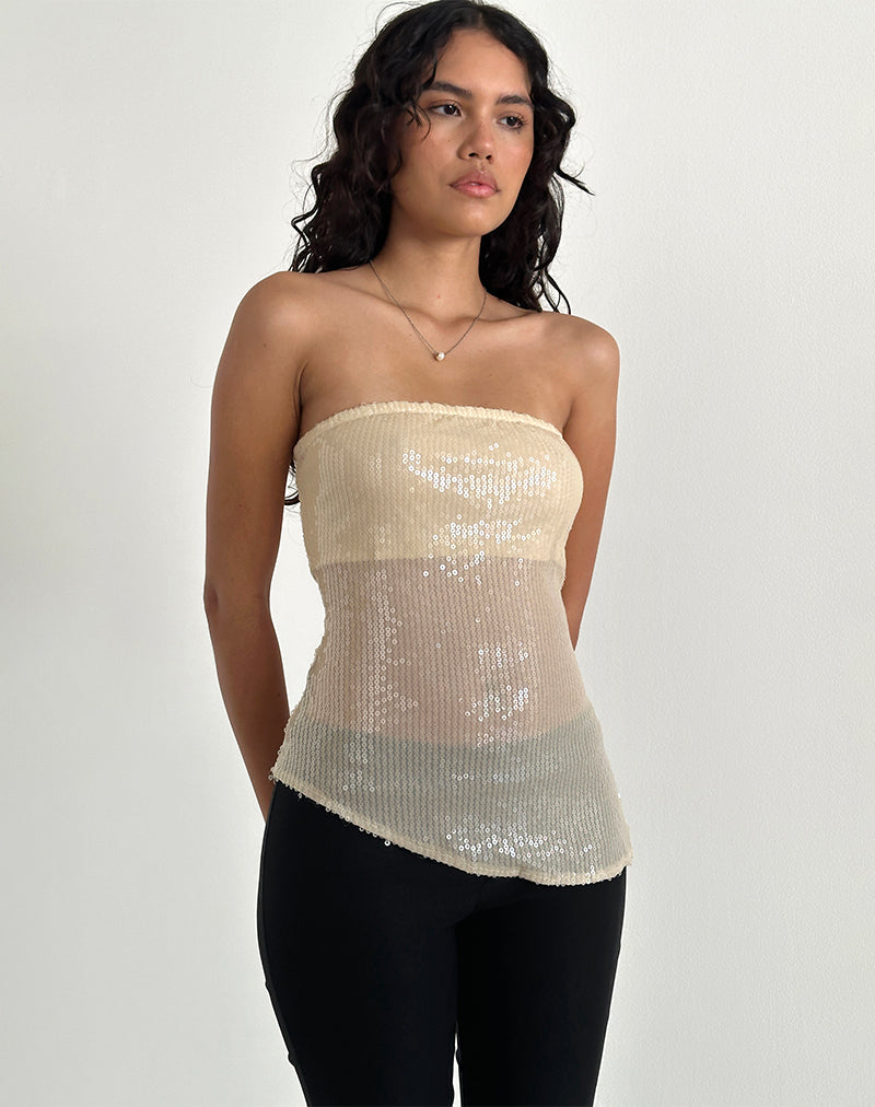 Afbeelding van Viksuni Bandeau Top in Nude Helder Getinte Disc