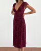 Afbeelding van Vilinia Midi Dress in Botanical Flower Maroon