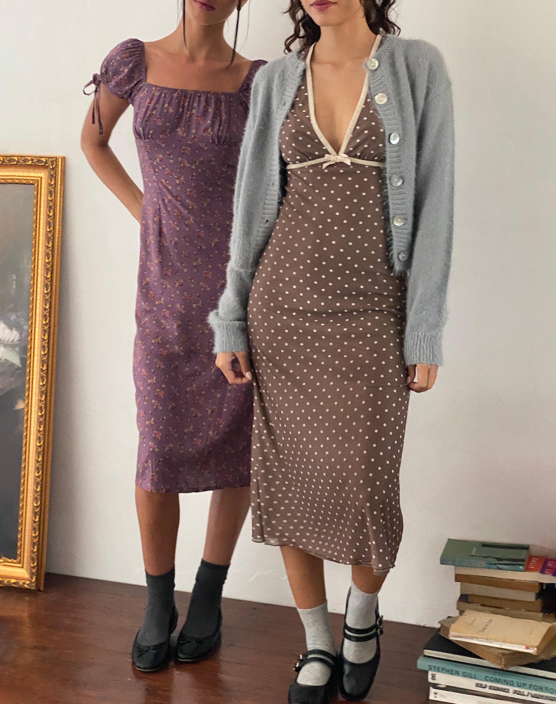 Afbeelding van Vilinia Midi Dress in Basic Polka Bruin