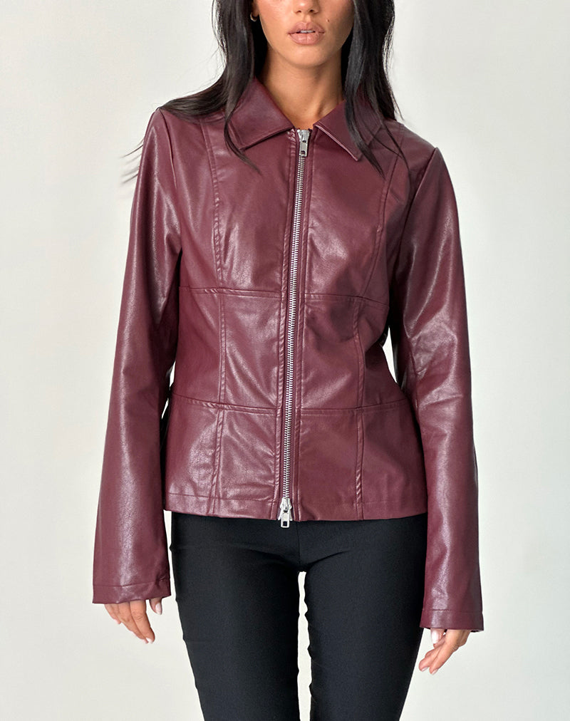 Afbeelding van Vincent Fitted Jacket in PU Bourgondië