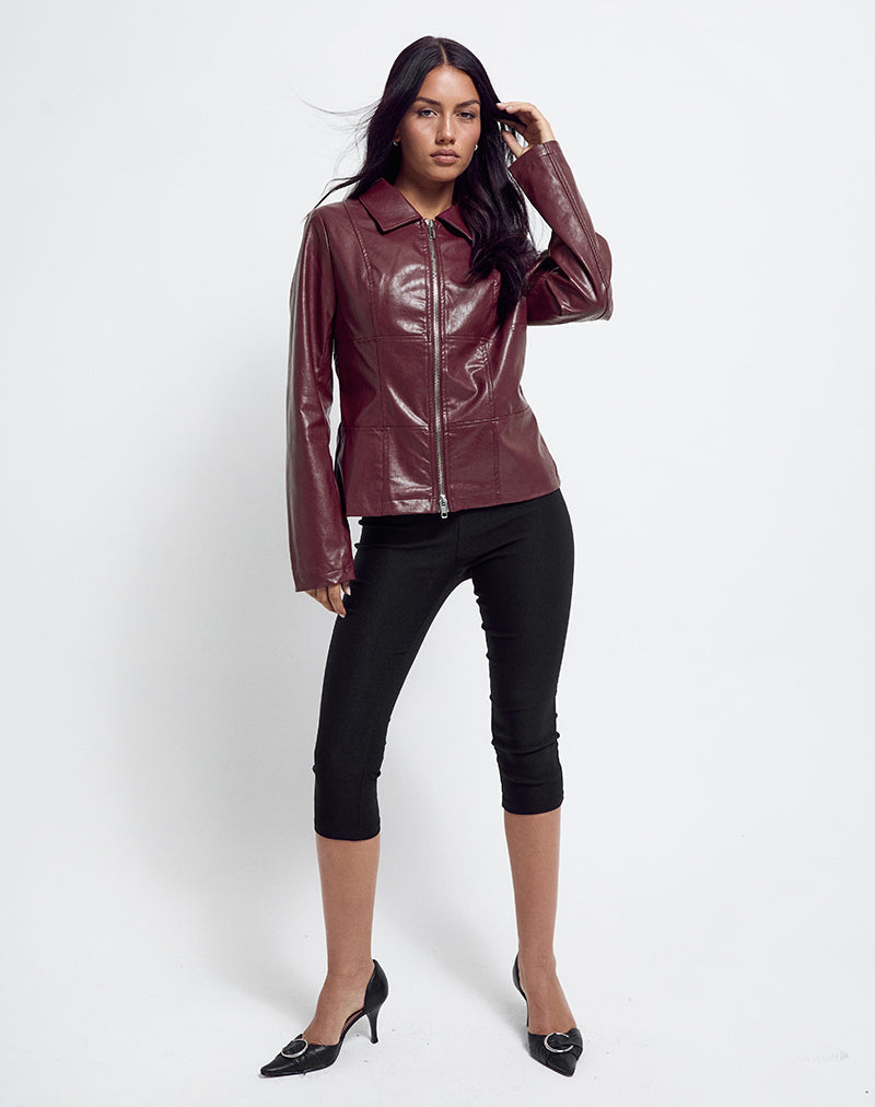 Afbeelding van Vincent Fitted Jacket in PU Bourgondië