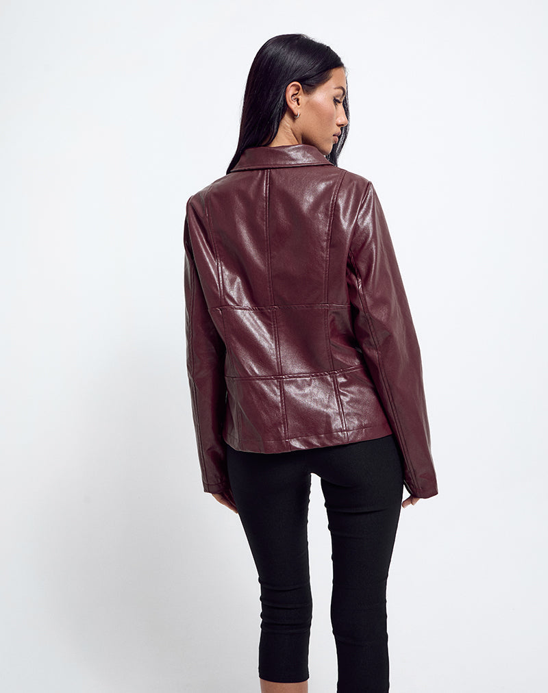 Afbeelding van Vincent Fitted Jacket in PU Bourgondië