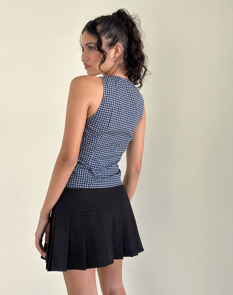 Afbeelding van Vishata Top in Mini Gingham Donkerblauw
