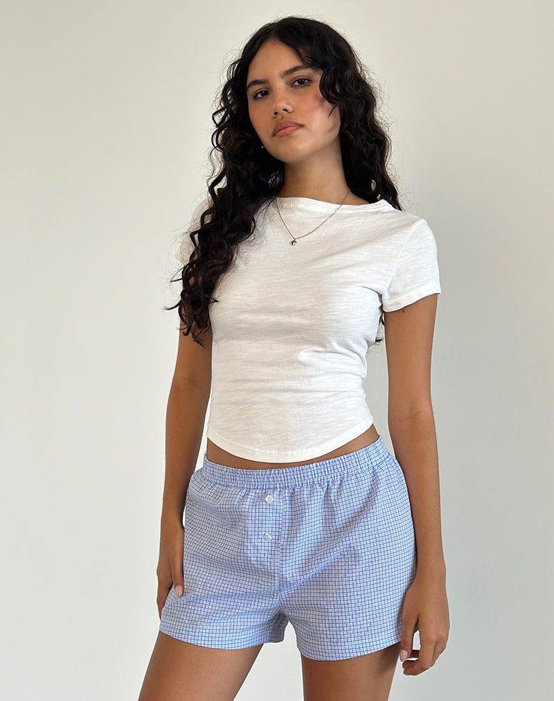 Voir Short in Poplin Gingham Blauw en Wit