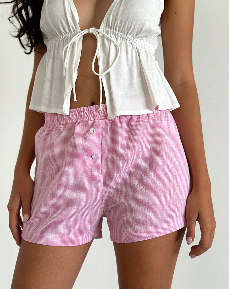 Voir Short in Popeline Gingham Roze
