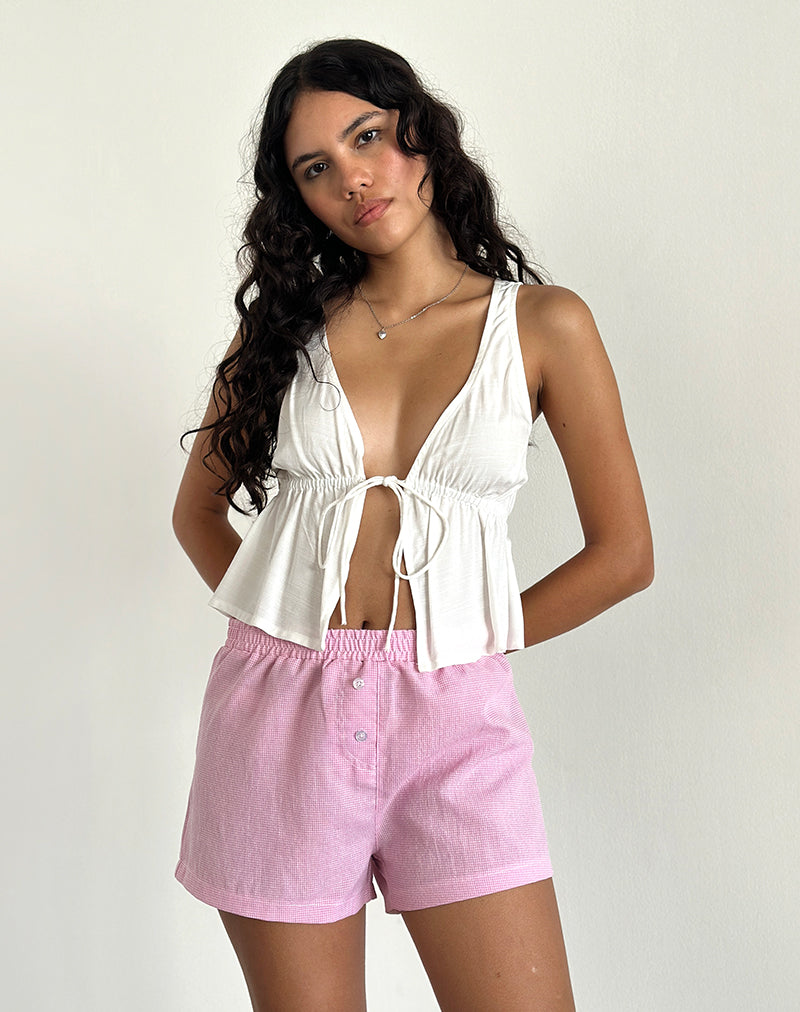Voir Short in Popeline Gingham Roze
