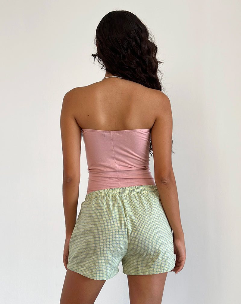 Afbeelding van Voir Short in Popeline Gingham Geel en Blauw