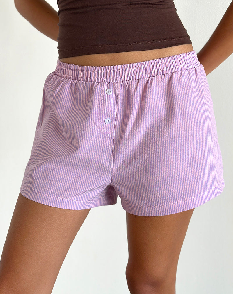 Afbeelding van Voir Korte Broek in Popeline Roze en Paars Streep