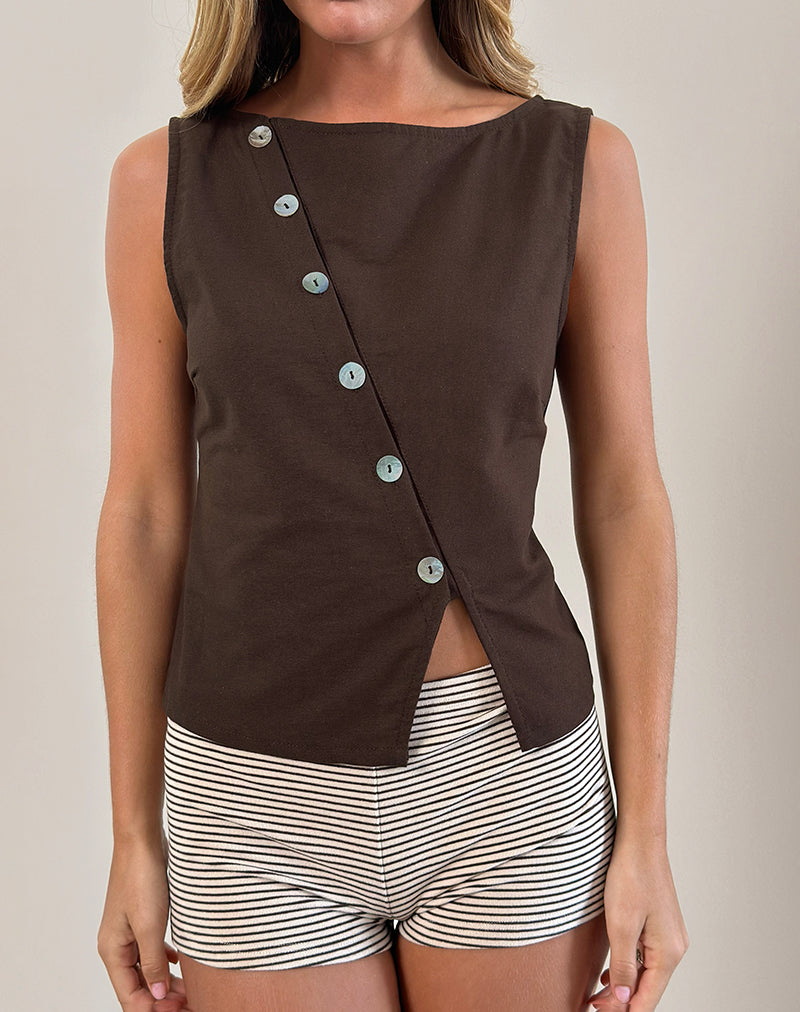 Vonne Asymmetrische Knooptop in Chocoladebruin