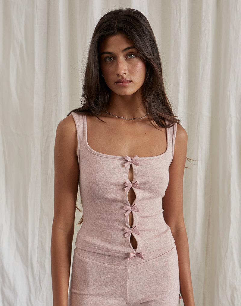 Afbeelding van Vonnie Strik Vest Top in Gebreid Sandy Roze