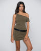 Afbeelding van Vondra Knot Mini Jurk in Cupro Khaki