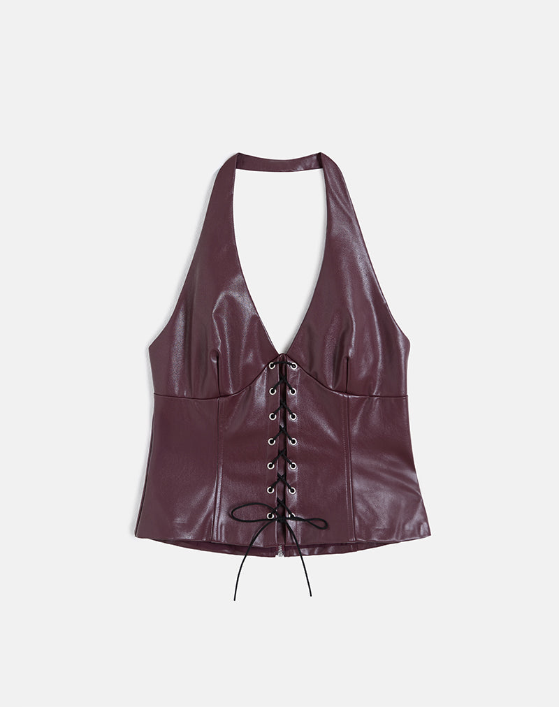 Afbeelding van Wahya Kanten Halter Top in PU Plum