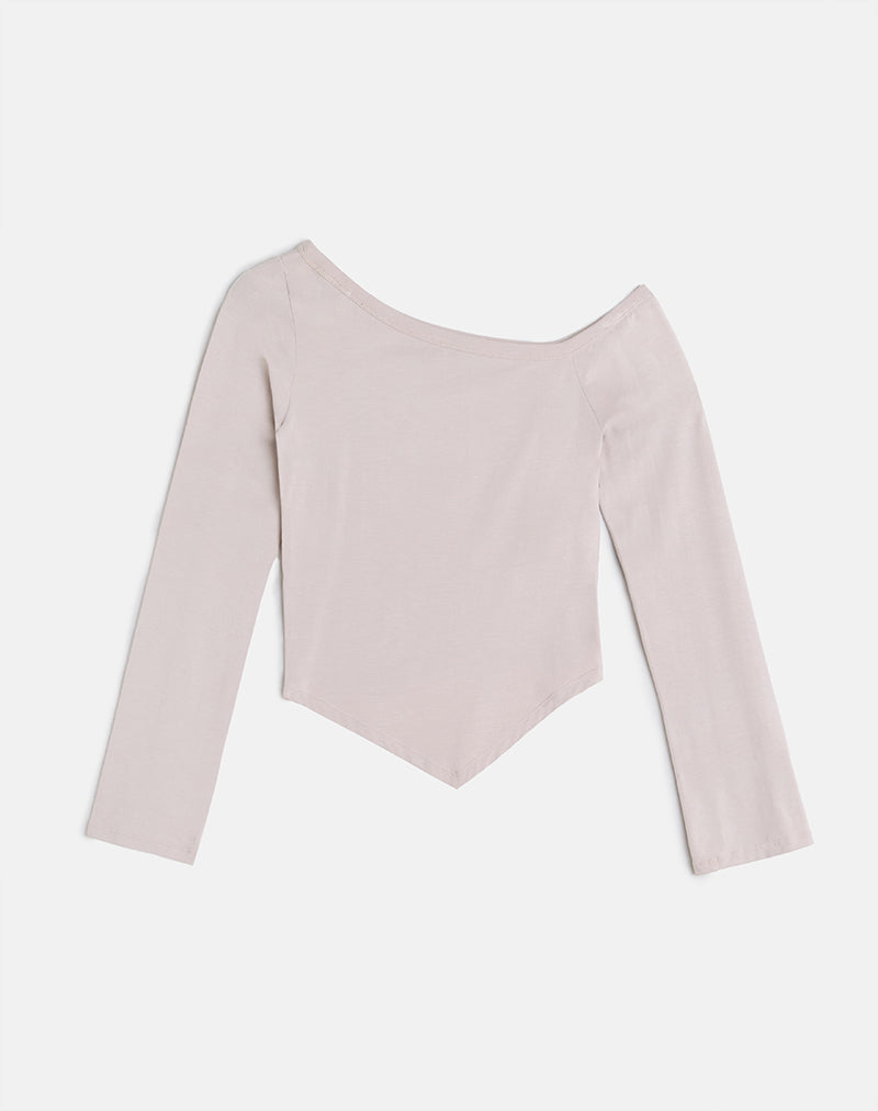 Afbeelding van Wakana Asymmetrische Lange Mouw Top in Cannoli Crème