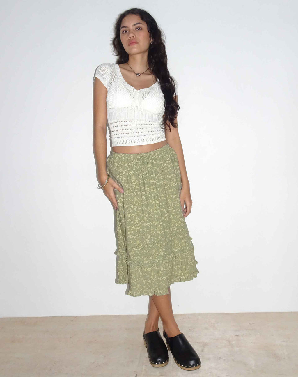Wala Midi rok in Ditsy Bloemig Groen