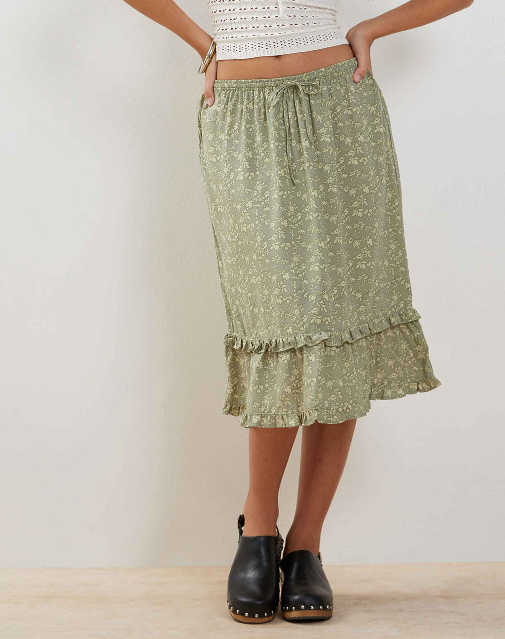 Wala Midi rok in Ditsy Bloemig Groen