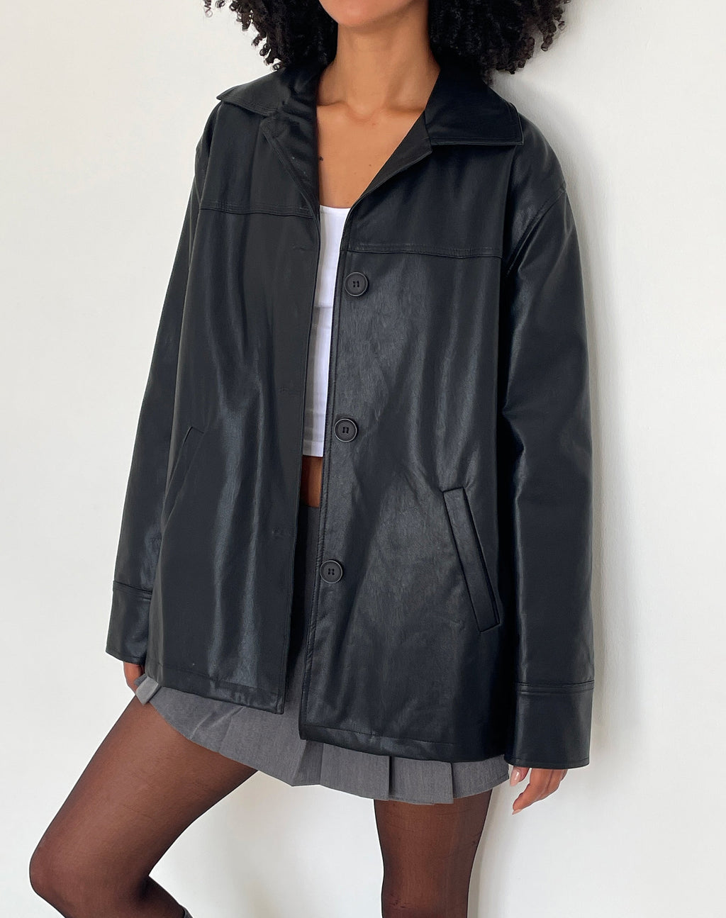 Walta Jacket in PU Zwart