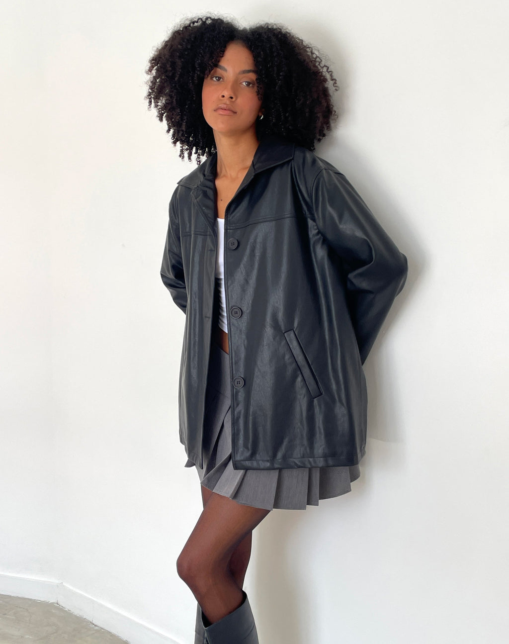 Walta Jacket in PU Zwart