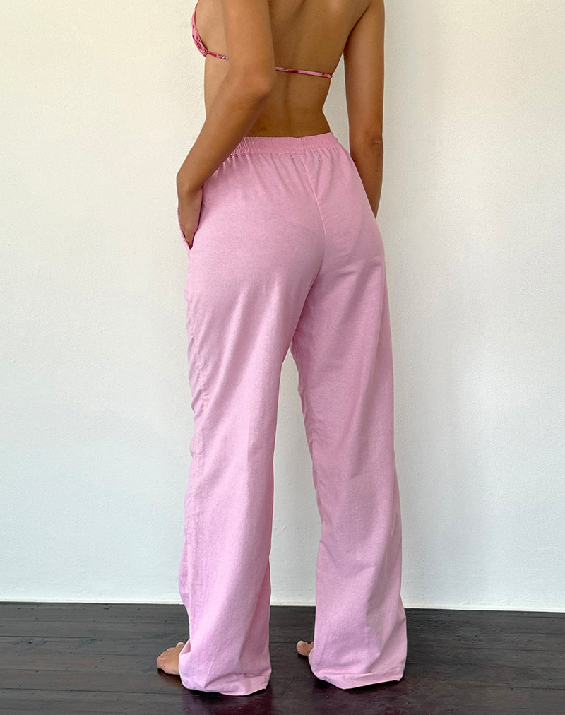 Afbeelding van Wasic Wijde Linnen Broek in Flamingo Roze