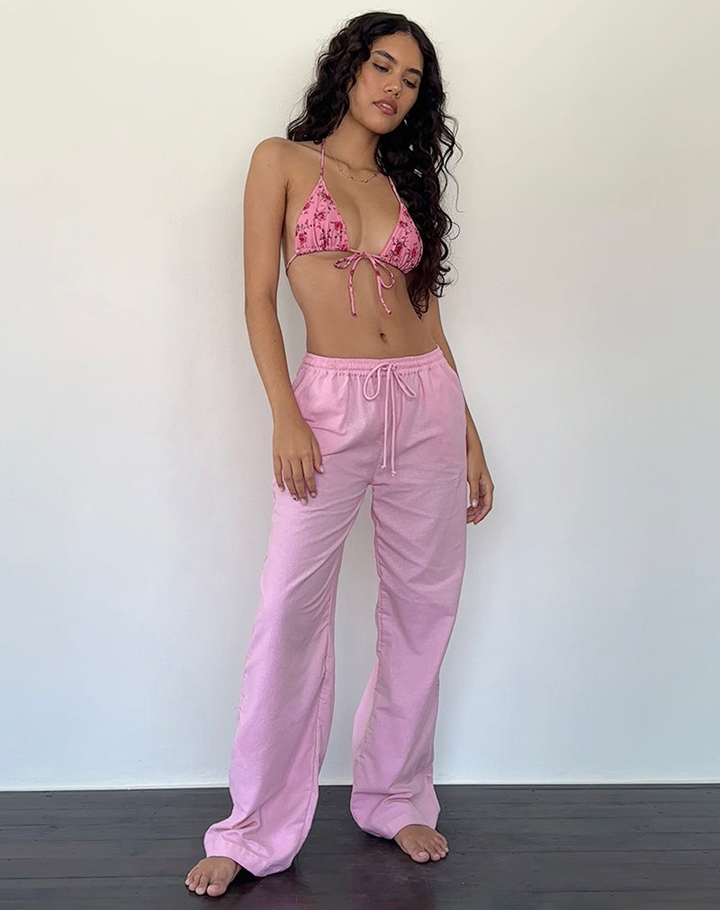 Afbeelding van Wasic Wijde Linnen Broek in Flamingo Roze