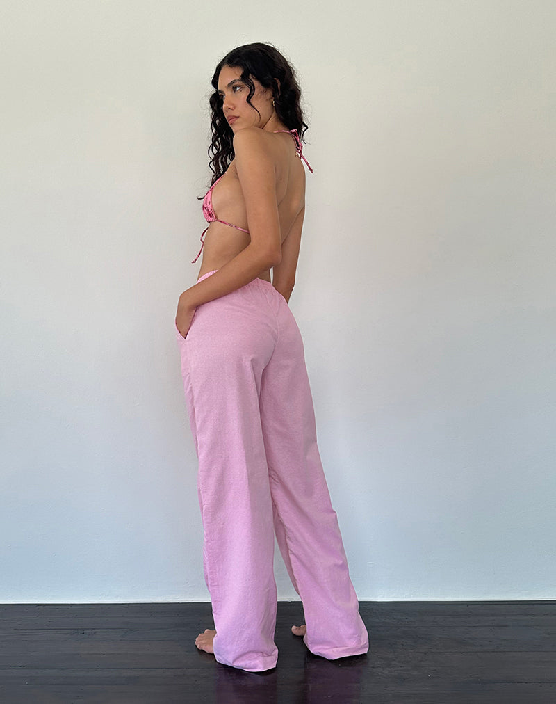 Afbeelding van Wasic Wijde Linnen Broek in Flamingo Roze