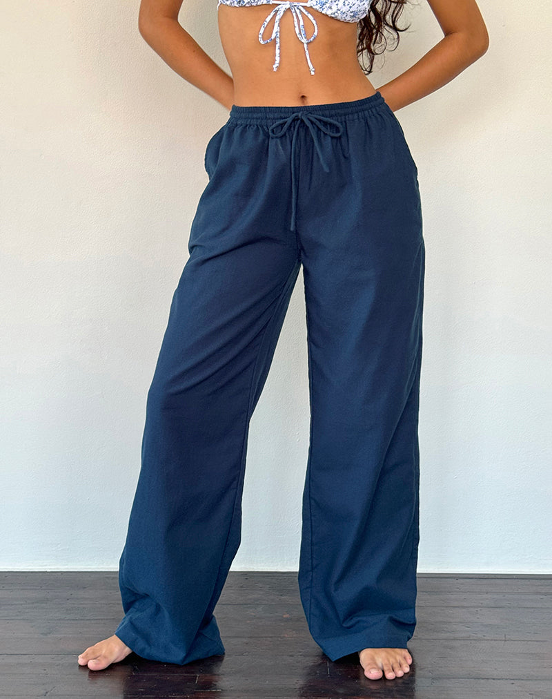 Afbeelding van Wasic Wijde Linnen Broek in Navy