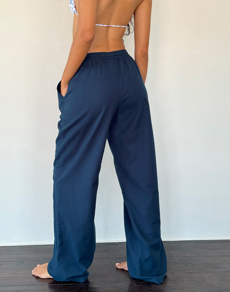Afbeelding van Wasic Wijde Linnen Broek in Navy