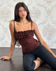 Afbeelding van Wendy Cami Top met ruches in Argyle Mesh Bruin