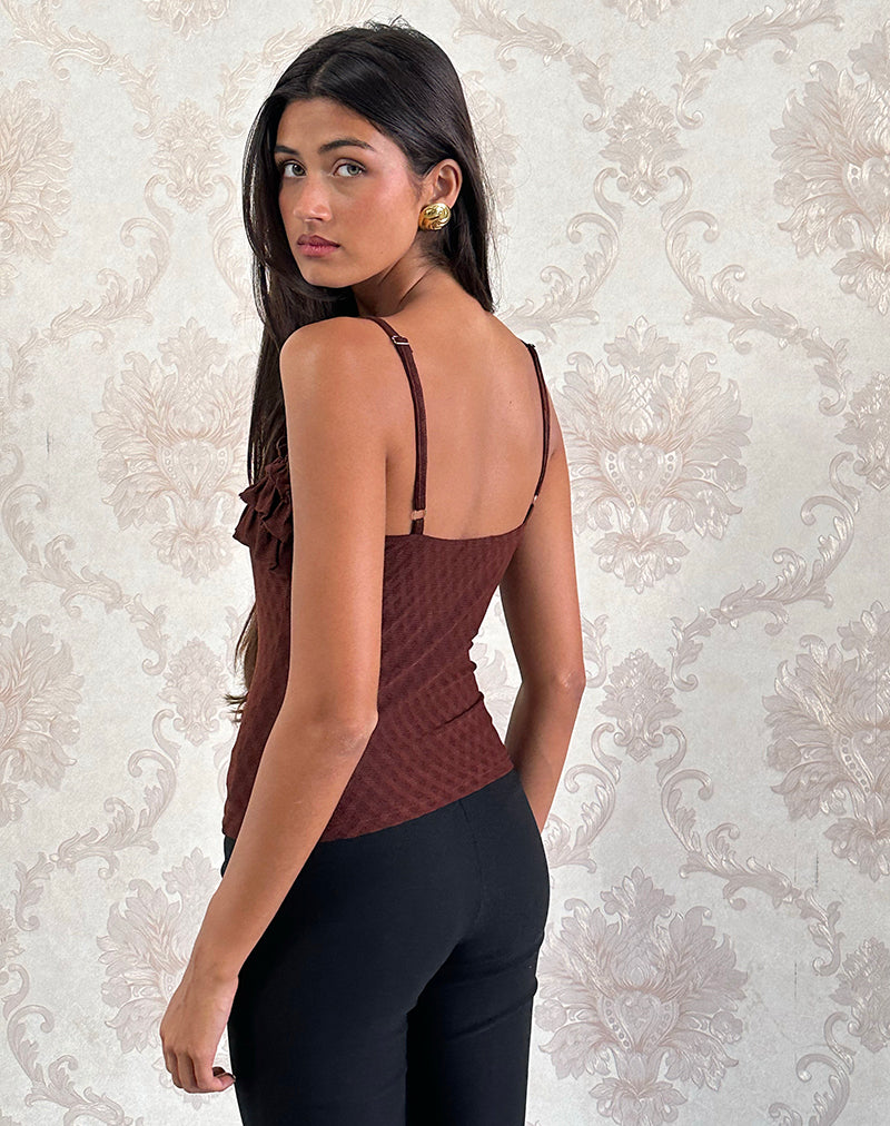 Afbeelding van Wendy Cami Top met ruches in Argyle Mesh Bruin