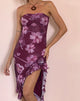 Afbeelding van Weti Bandeau Mini Jurk met Waterval Hemd in Aquarel Bloemen Berry