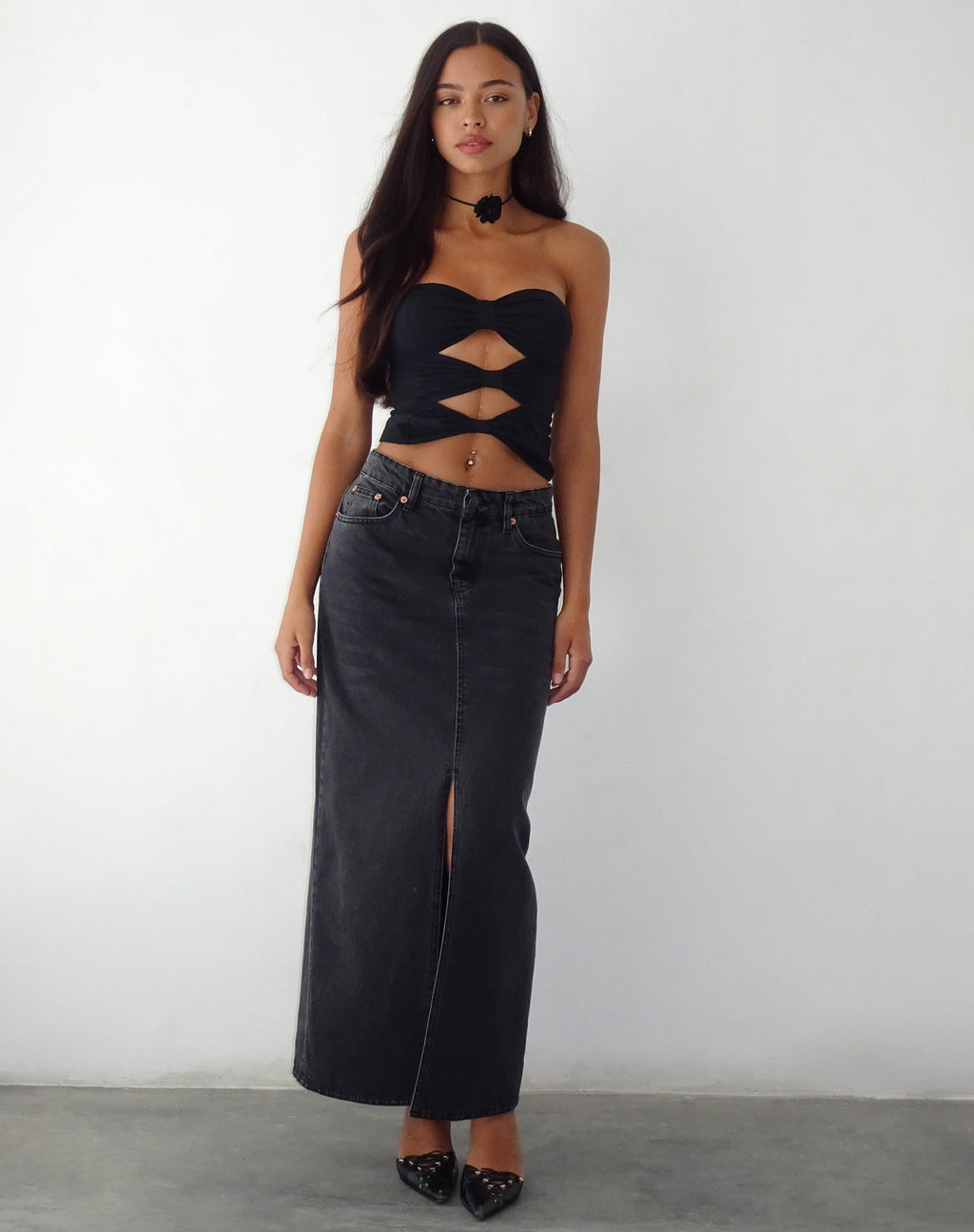 Widayu Strik Bandeau Top in Zwart