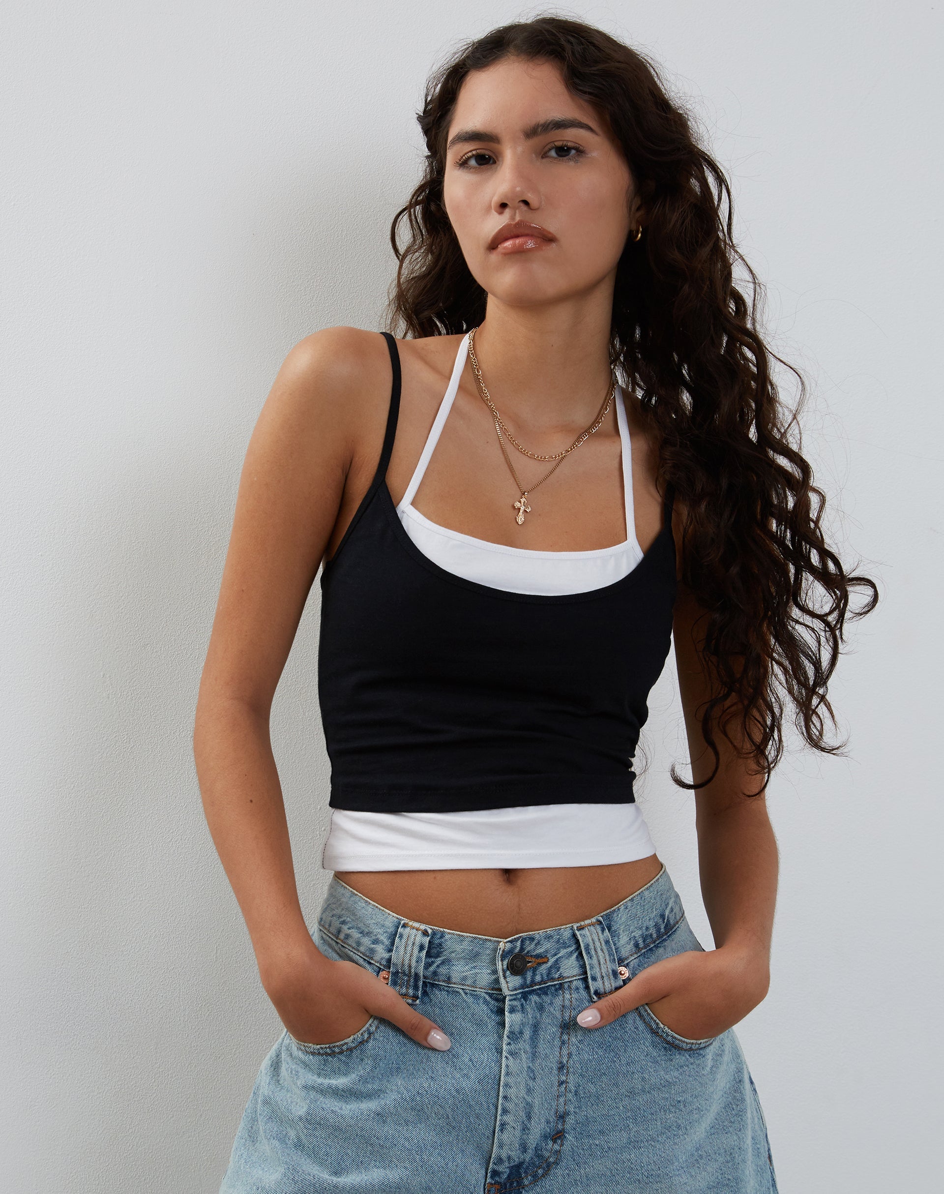 Afbeelding van Willia Two Toned Vest Top in Zwart en Wit